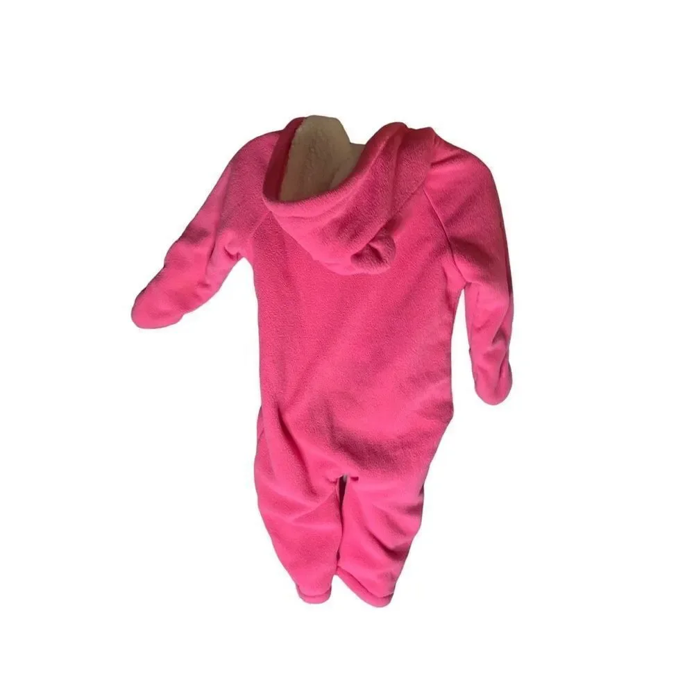 Old Navy baby girl, pink fleece one piece snowsuit 18/24 months